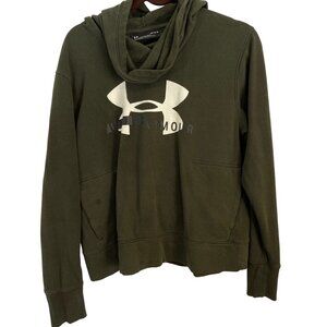 Under Armour pullover long sleeve sweatshirt green kangaroo hood large armpit to